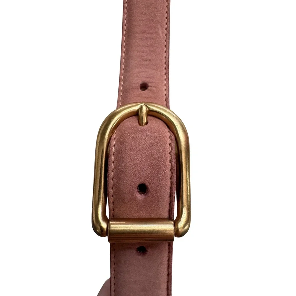 Coach Dusty Pink Leather Belt with Gold Buckle